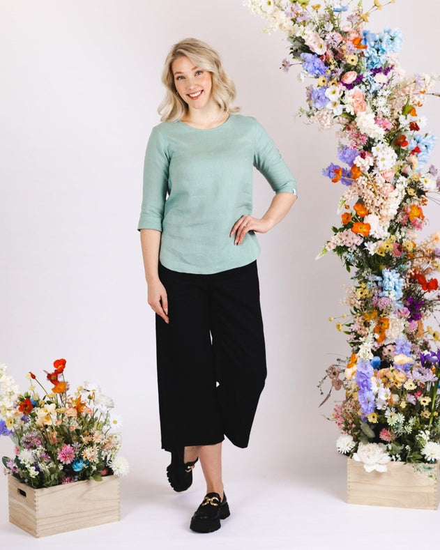 Classic Linen Blouse Desert Sage Green - IVALO.COM