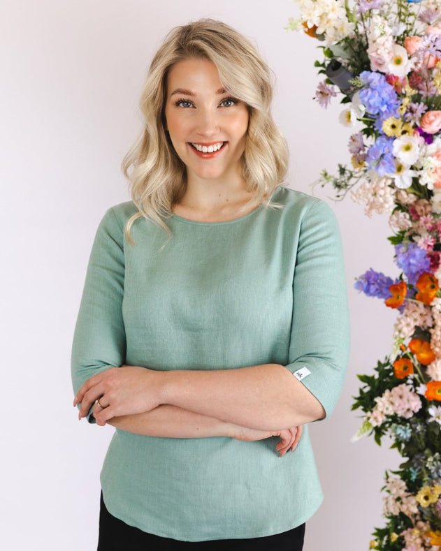 Classic Linen Blouse Desert Sage Green - IVALO.COM