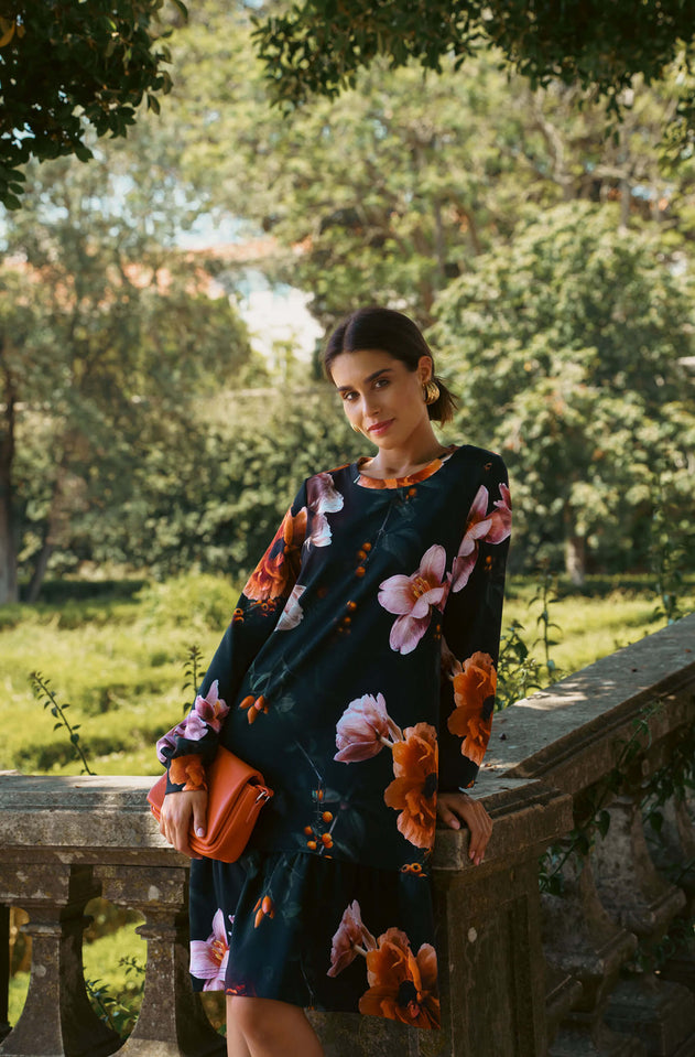 Poppy Dress Copper Flower