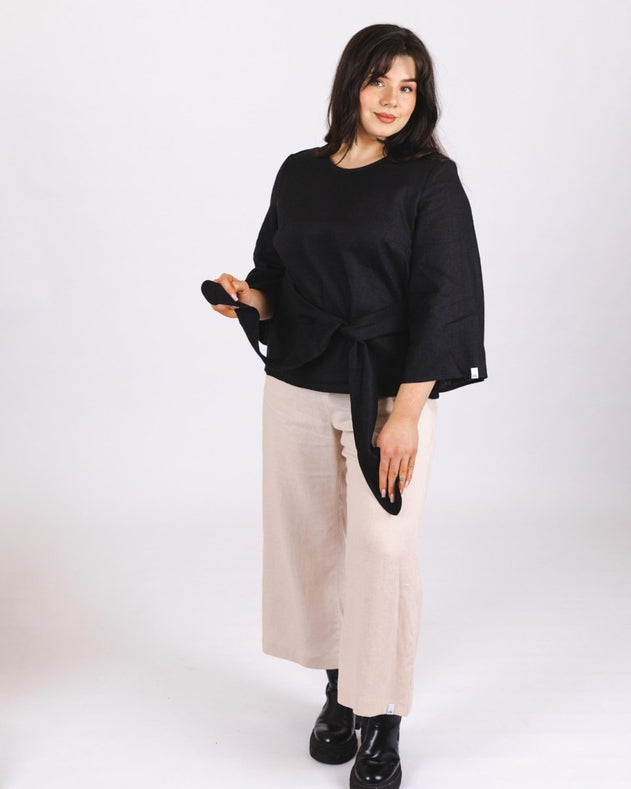 Culottes Linen Trousers Sandshell Beige - IVALO.COM