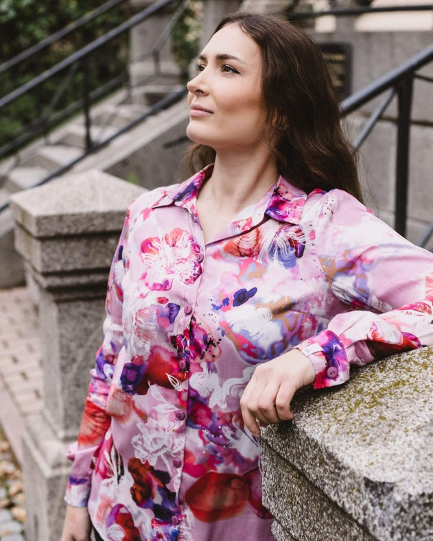 Chloe Button - up Shirt Coral Reef Pink - IVALO.COM