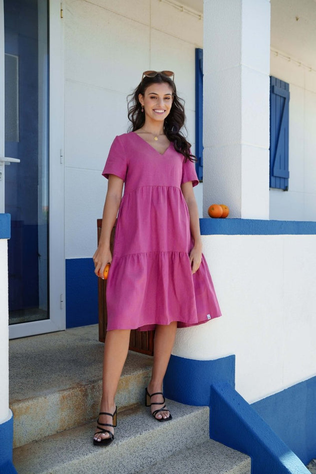 Linen Layer Dress Mulberry - IVALO.COM