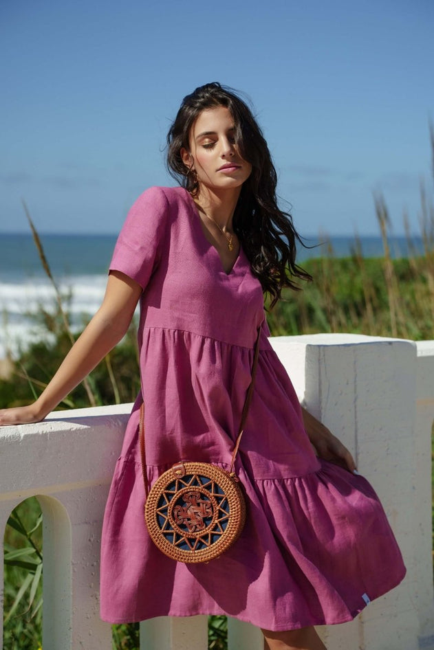 Linen Layer Dress Mulberry - IVALO.COM