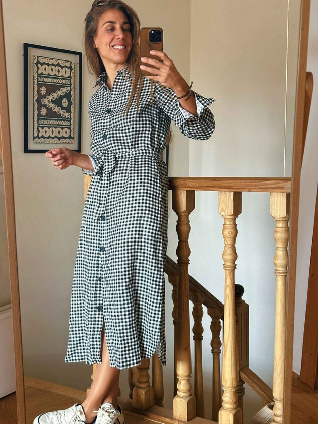 Pollan Dress Black & White Vichy - IVALO.COM