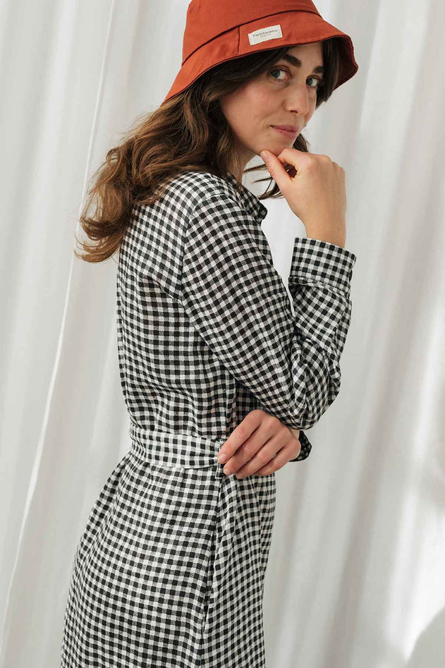 Pollan Dress Black & White Vichy - IVALO.COM
