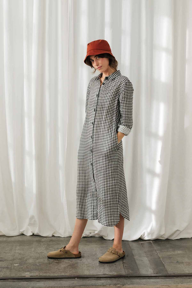 Pollan Dress Black & White Vichy - IVALO.COM