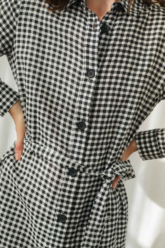 Pollan Dress Black & White Vichy - IVALO.COM