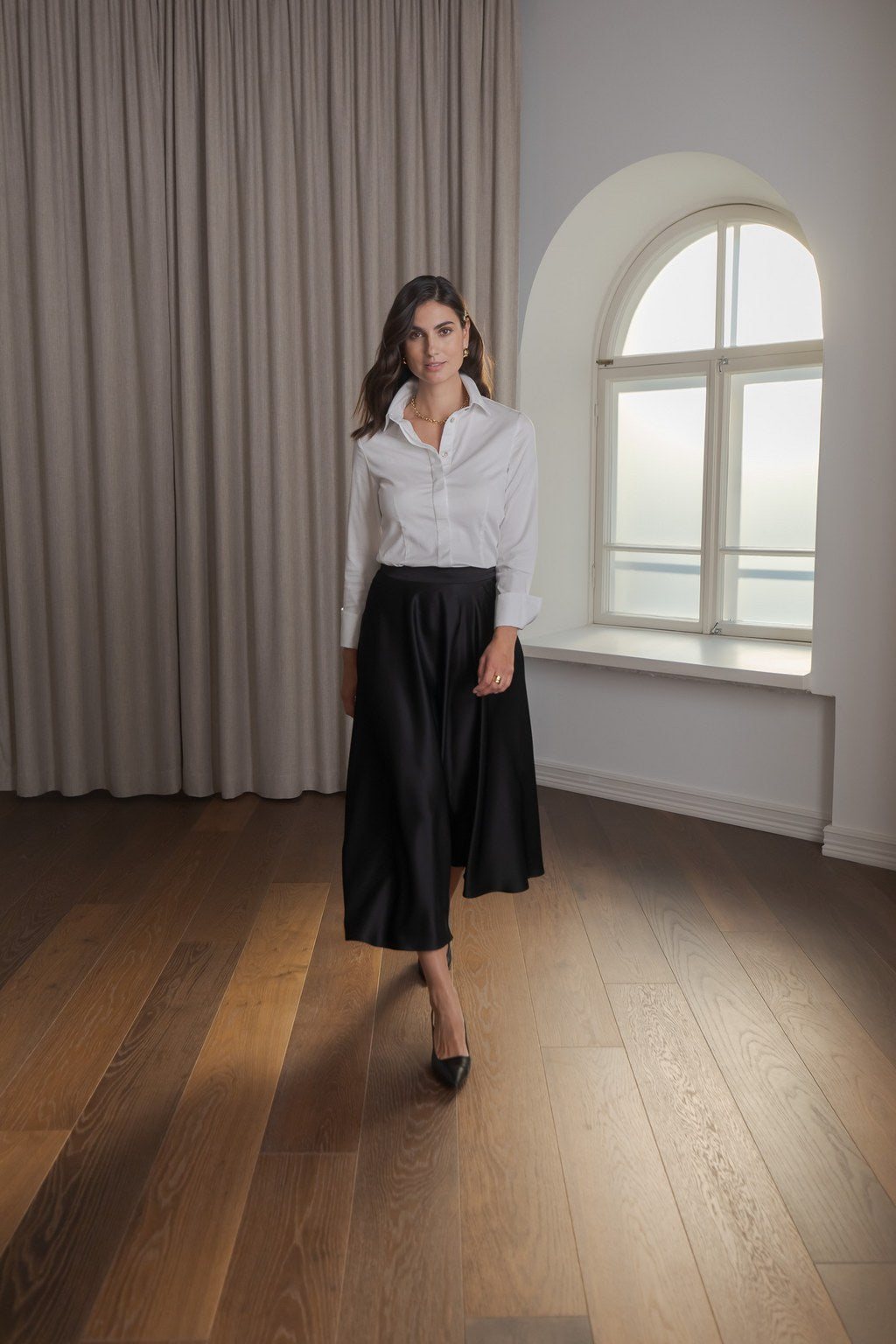 Fitted Cotton Blend Shirt White