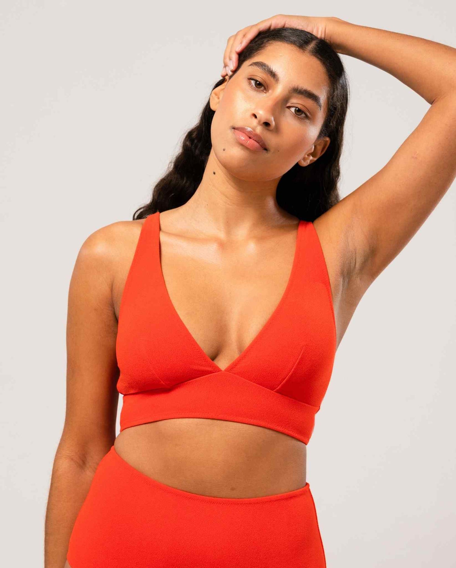 Plunge Bikini Top Papaya