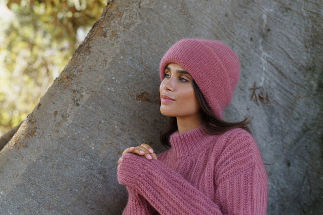 Pippa Mohair Beanie Powder Pink