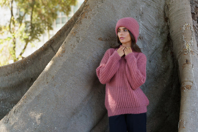 Pippa Mohair Beanie Powder Pink