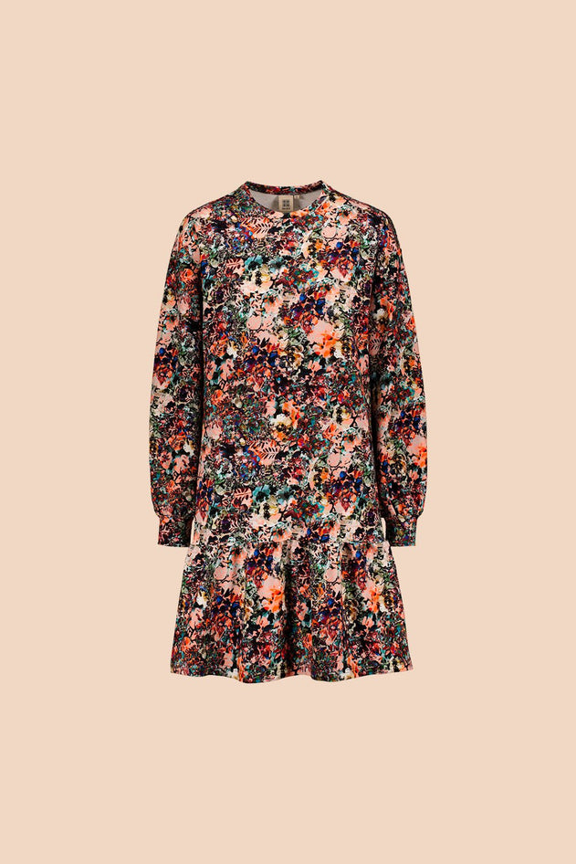 Ruche sweatshirt jurk bloeiende bos