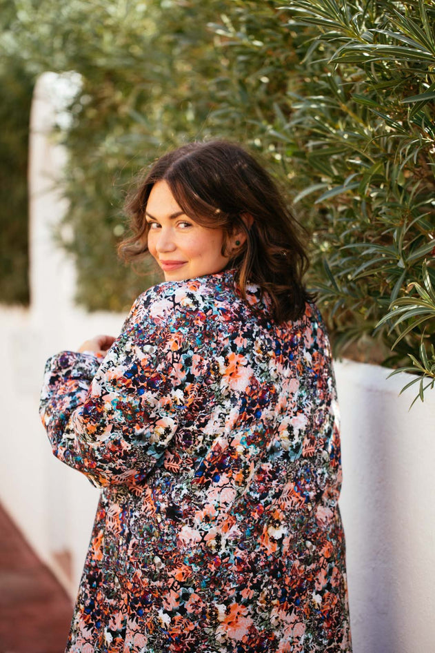 Ruche sweatshirt jurk bloeiende bos