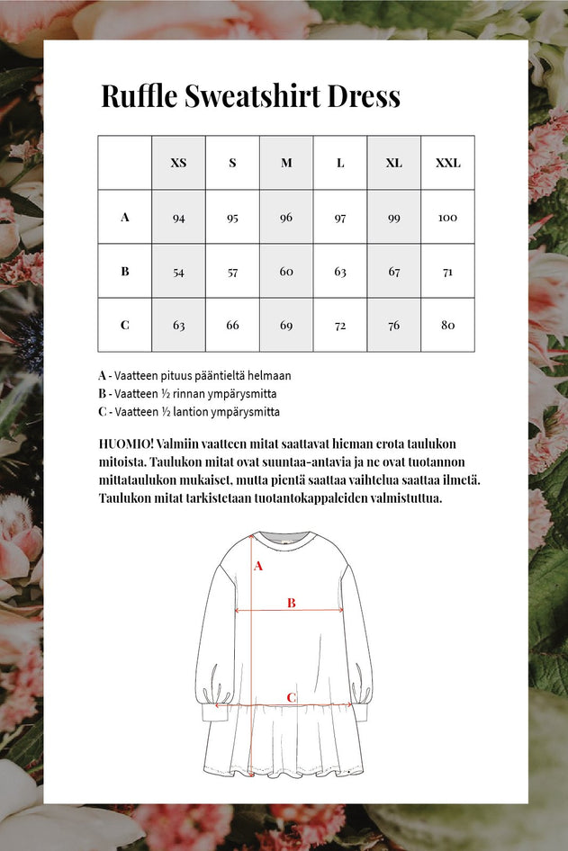 Ruche sweatshirt jurk bloeiende bos