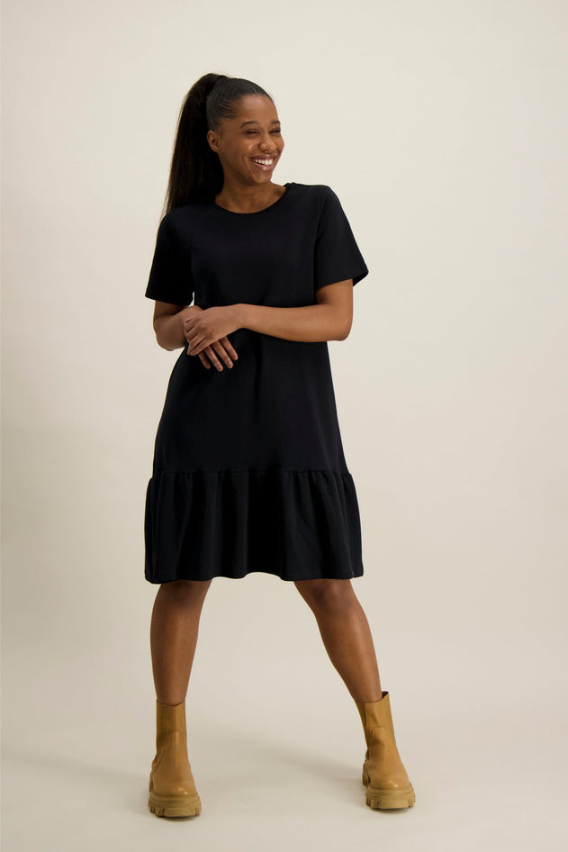 Ruffle T-Shirt Dress Black