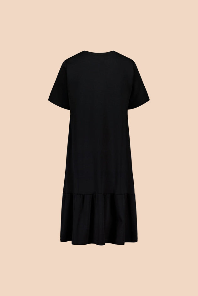 Ruffle T-Shirt Dress Black