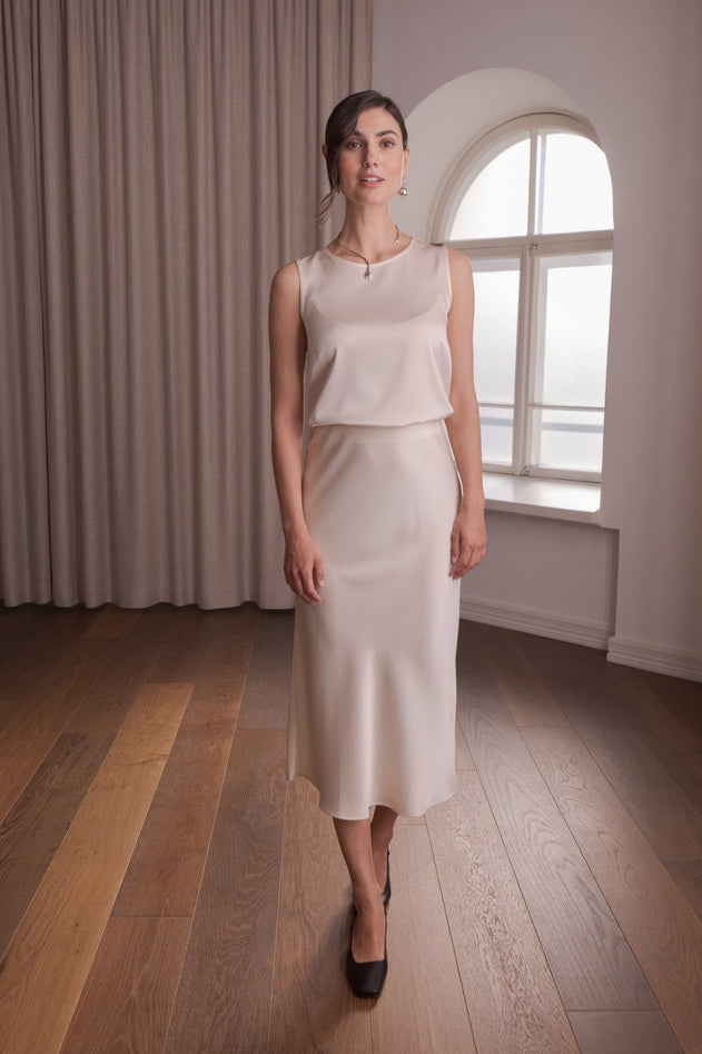 Sleeveless Satin Top Cream