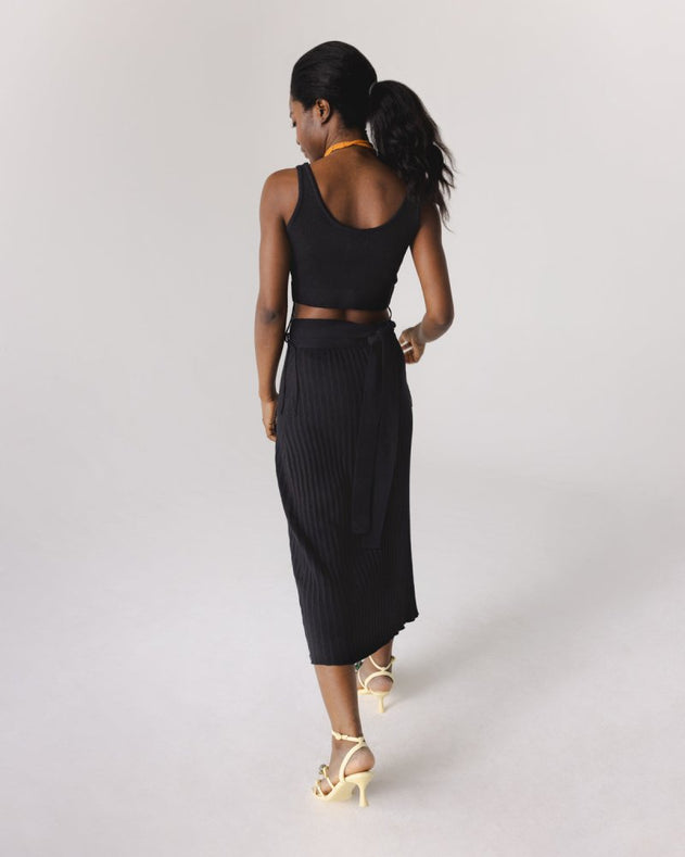 Šatrija Set Cotton Wrap Skirt & Drebulė Crop Top Black