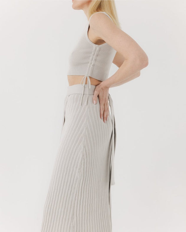 Šatrija Set Cotton Wrap Skirt & Drebulė Crop Top Silver Grey