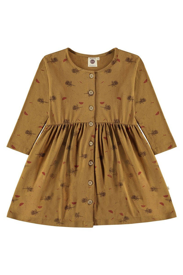 Kids' Sabrina Oversize Dress With Dropped Shoulders Mustard
