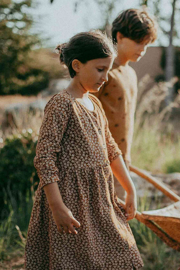 Kids' Sabrina Oversize Dropped Shoulder Dress Terracotta