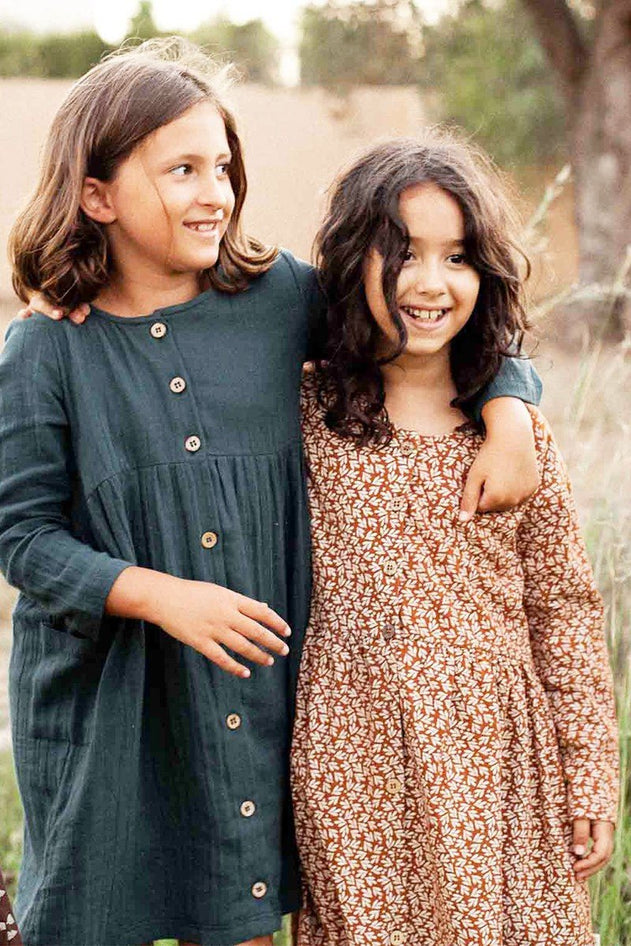 Kids' Sabrina Oversize Dropped Shoulder Dress Terracotta