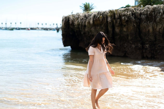 Linen Layer Dress Sandshell Beige - IVALO.COM