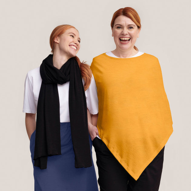 DamesMerino zijden poncho
