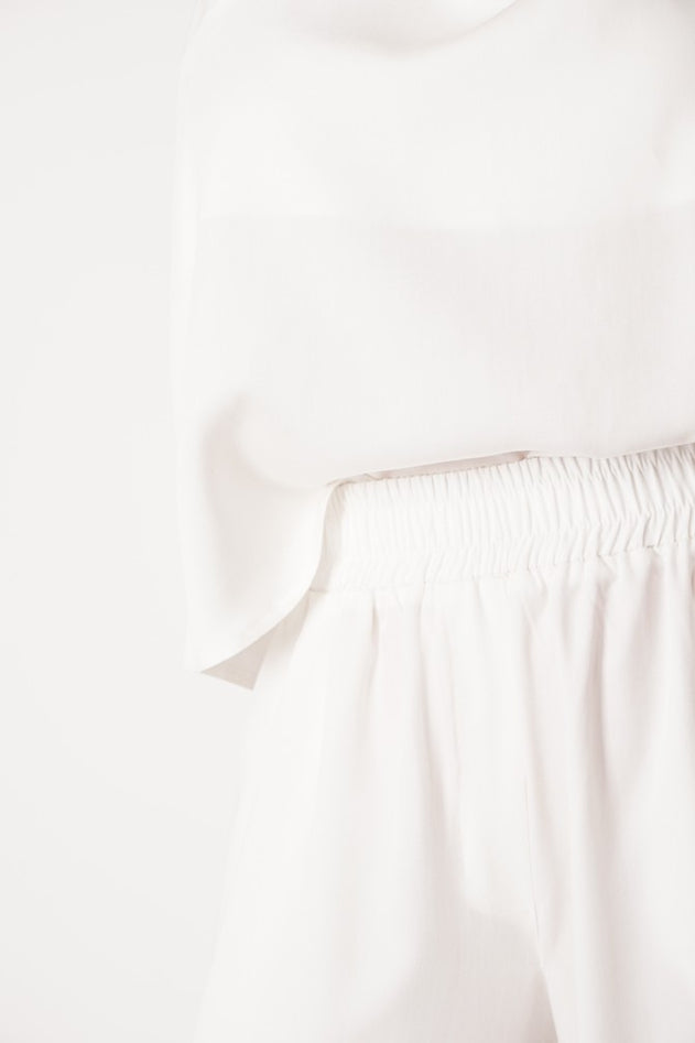 Wide Leg Tencel Trousers White
