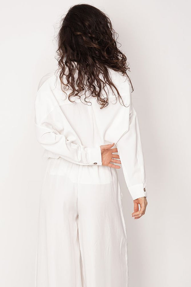 Wide Leg Tencel Trousers White