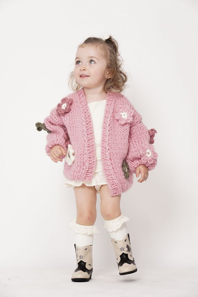 Kids' Petit Handmade Flower Sweater Pink