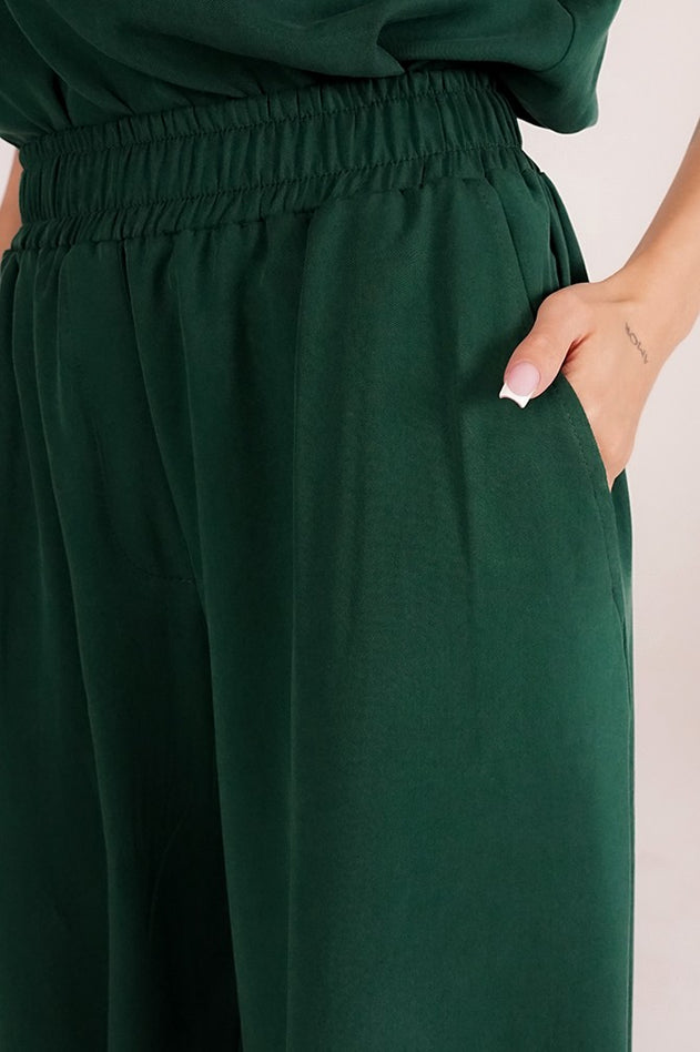 Wide Leg Tencel Trousers Green