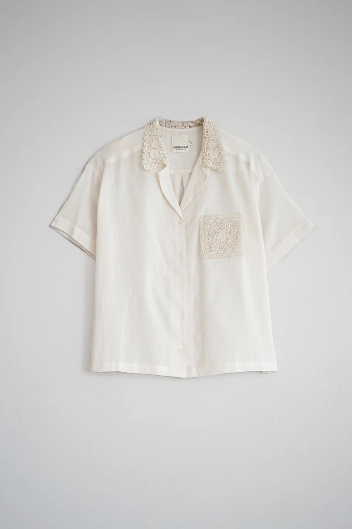 Crochet Patch Shirt White