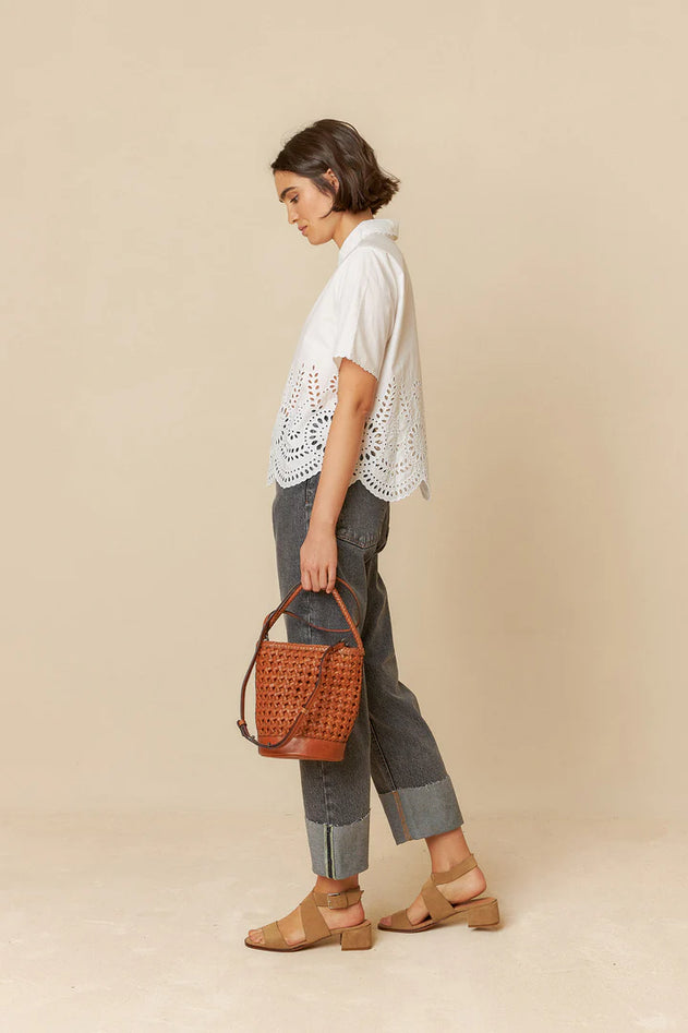 Embroidered Poplin Shirt White