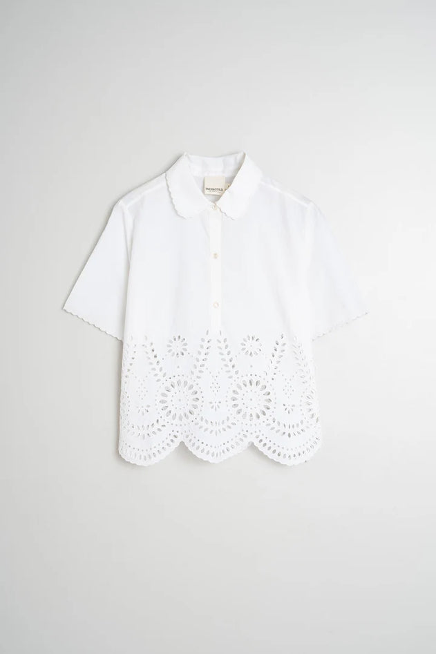 Embroidered Poplin Shirt White