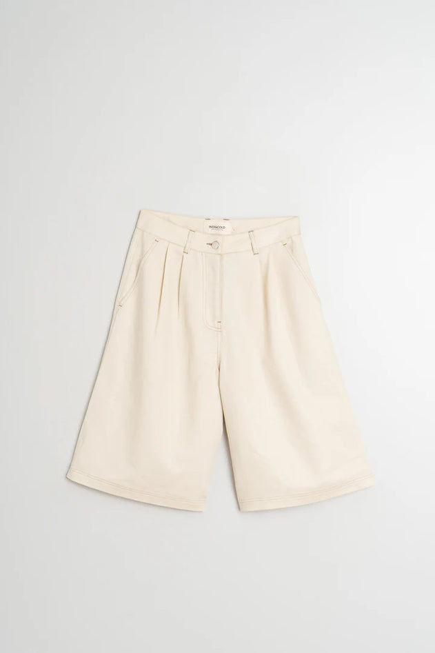 Gabardine Contrast Bermuda Shorts Ecru