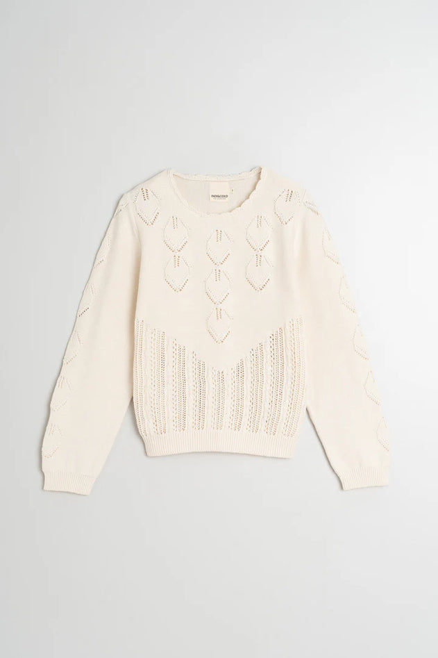 Crochet Effect Sweater White