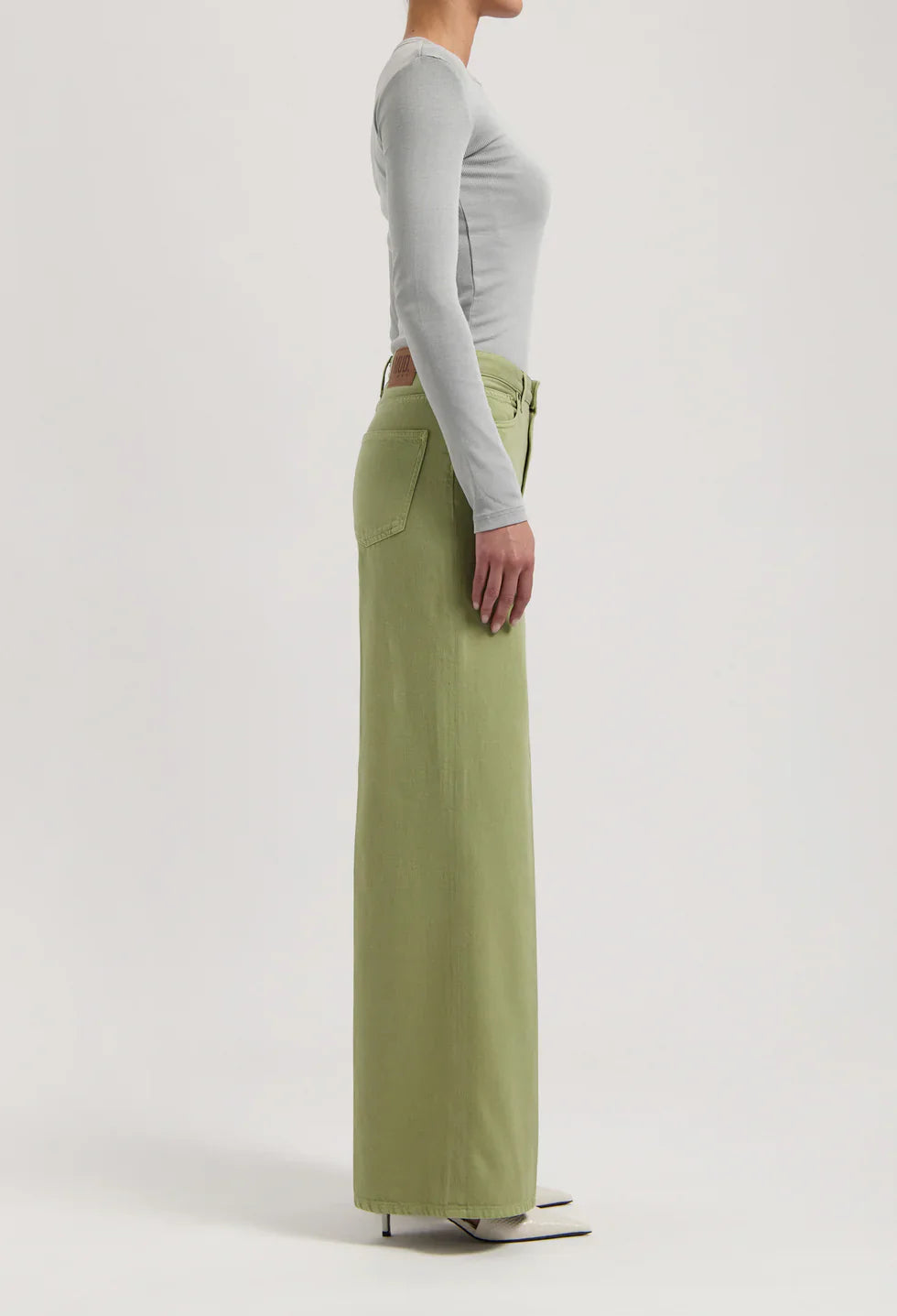 Sara High Loose Flow Jeans Olive