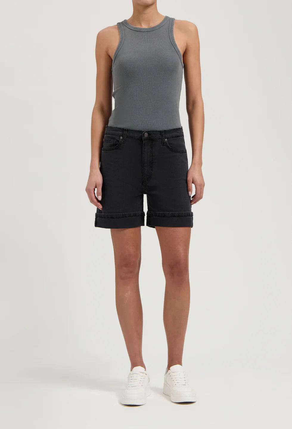 Luna Mid Denim Shorts Black Vintage