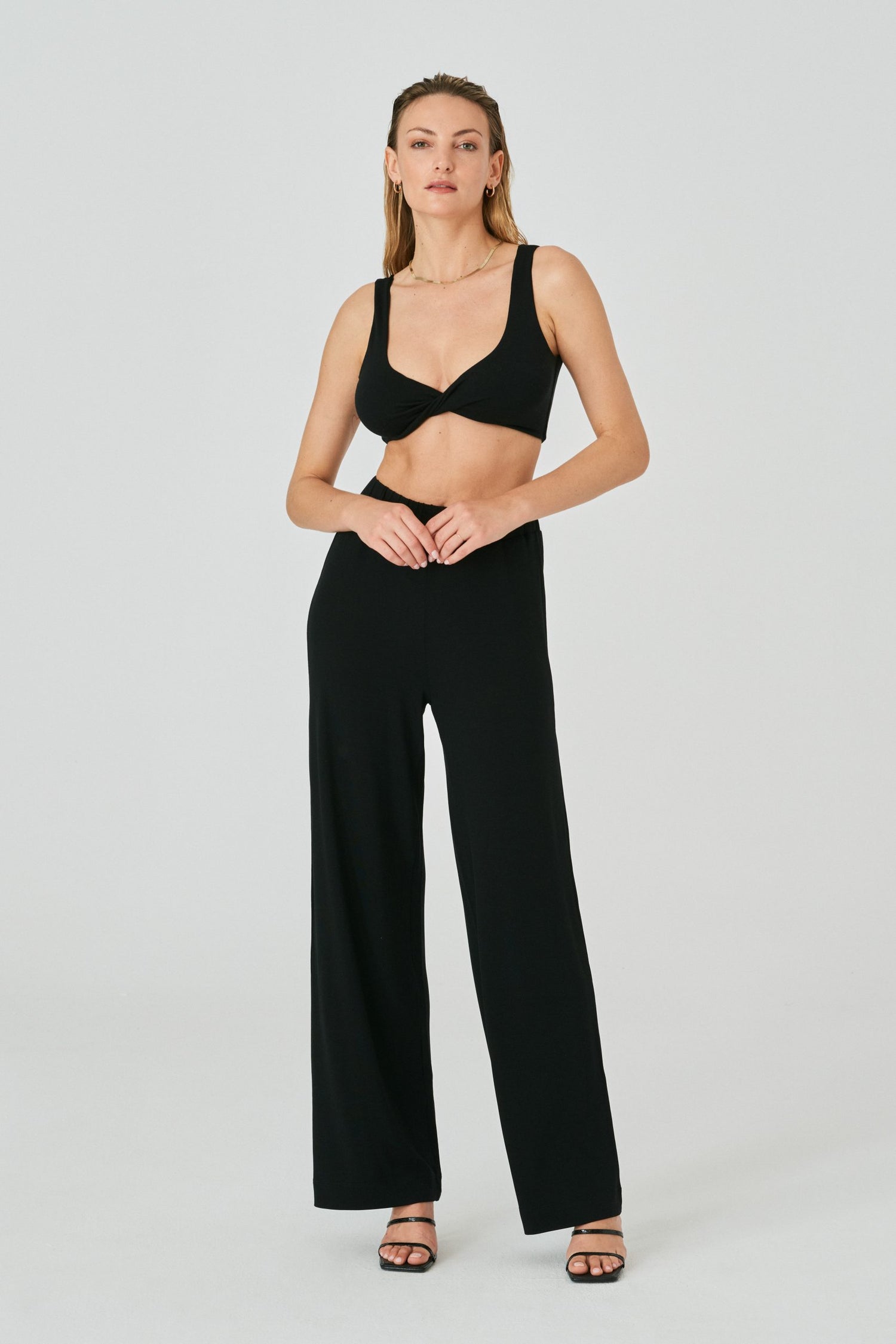Broek met wijde pijpen Zwart