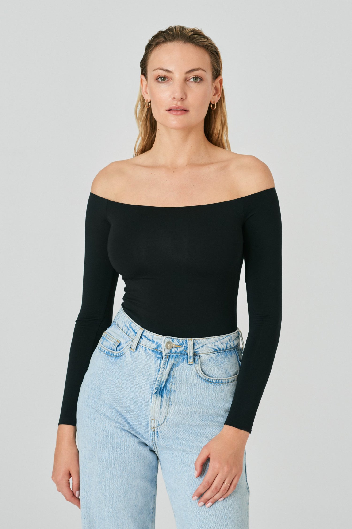 Open Schouder Bodysuit Zwart
