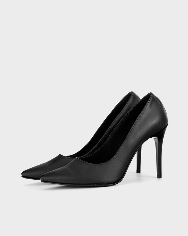 Blacky chic nopal cactus lederen stiletto's zwart