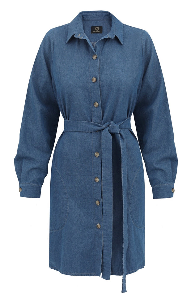 Denim overhemd jurk