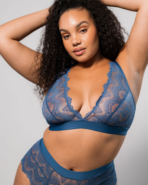 Lace Plunge Bralette Stormy Sky