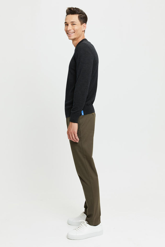 Daniel Extra Fine Merino Wool Pullover Anthracite