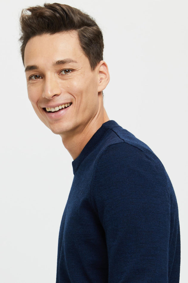 Daniel Extra Fine Merino Wool Pullover Blue