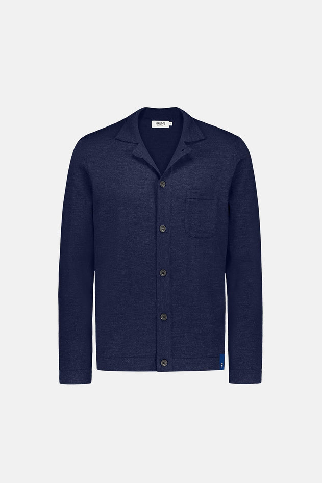 Eero Extra Fine Merino Wool Knit Shirt Blue