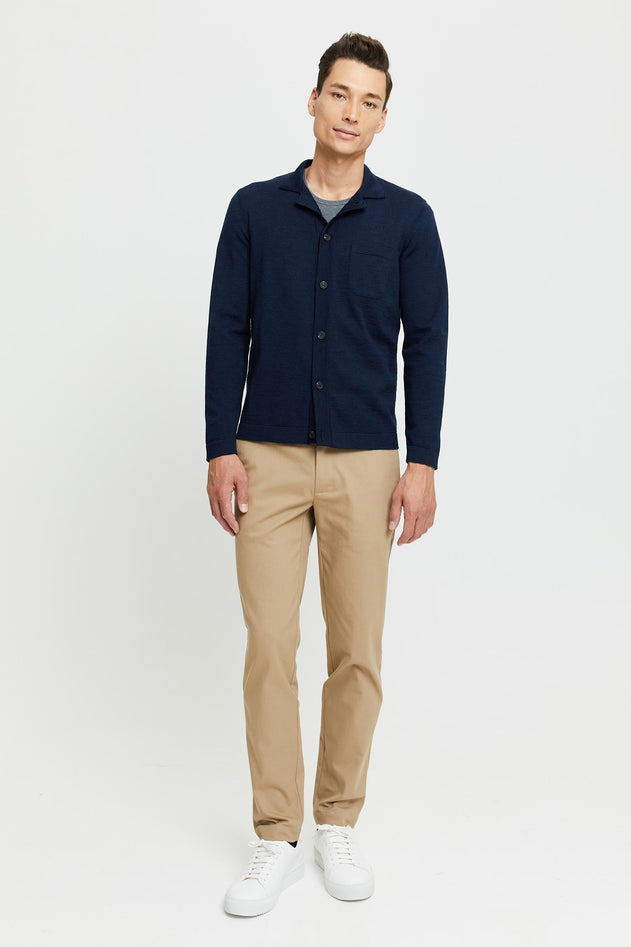 Eero Extra Fine Merino Wool Knit Shirt Blue