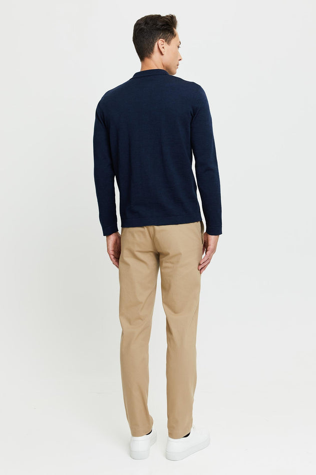 Eero Extra Fine Merino Wool Knit Shirt Blue