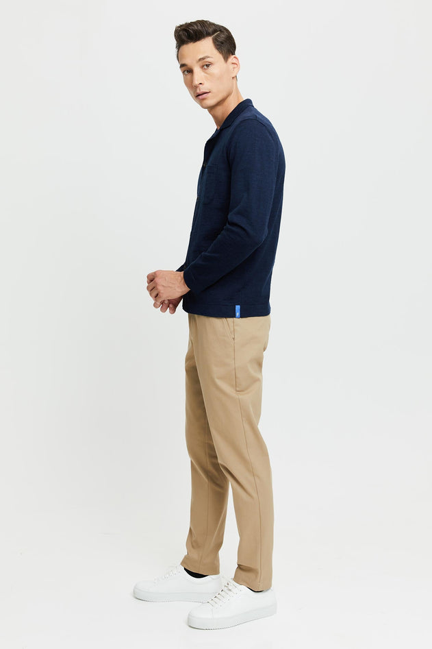 Eero Extra Fine Merino Wool Knit Shirt Blue